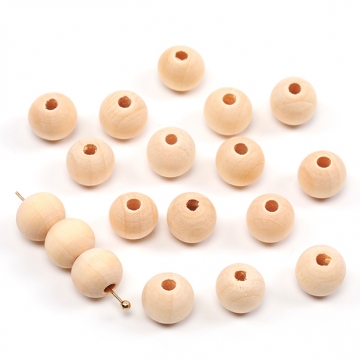 ウッドビーズ 木製 ナチュラル 丸玉 ラウンド 約10mm（30ヶ）