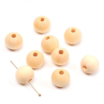 ウッドビーズ 木製 ナチュラル 丸玉 ラウンド 約14mm（30ヶ）