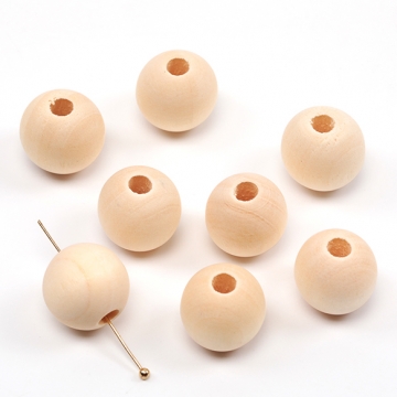 ウッドビーズ 木製 ナチュラル 丸玉 ラウンド 約16mm（20ヶ）