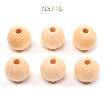 ウッドビーズ 木製 ナチュラル 丸玉 ラウンド 約18mm（20ヶ）