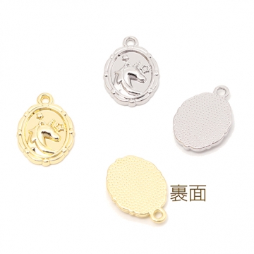 ユニコーンチャーム コインチャーム 絵画風 凹凸 メルヘン 幻想的 メタルチャーム 約12×17mm（6ヶ）