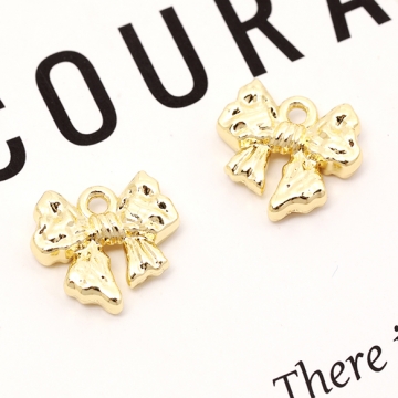 リボンチャーム ミニリボン 蝶々結び くしゅくしゅリボン メタルチャーム 約12×13mm（6ヶ）