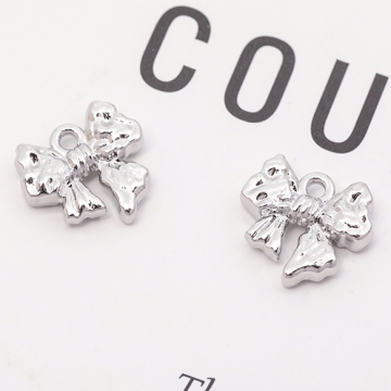 リボンチャーム ミニリボン 蝶々結び くしゅくしゅリボン メタルチャーム 約12×13mm（6ヶ）