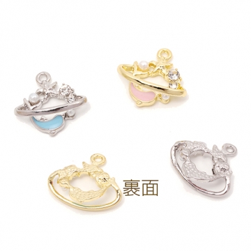 マリンチャーム イルカ ドルフィン 海 海洋生物 エポチャーム メタルチャーム 約16×17mm（2ヶ）
