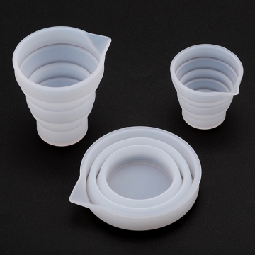 シリコンカップ 折りたたみ レジン キャンドル 石膏 接着剤 調色カップ 計量カップ 8.8×9.8cm（1ヶ）