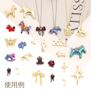 クロスチャーム 十字架 バラ 薔薇 ローズ メタルチャーム 約11×18mm（6ヶ）