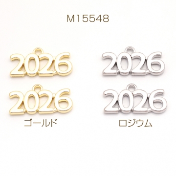 文字チャーム 2026 数字 ナンバー 年数 2026年記念チャーム メタルチャーム 約10×25mm（4ヶ）