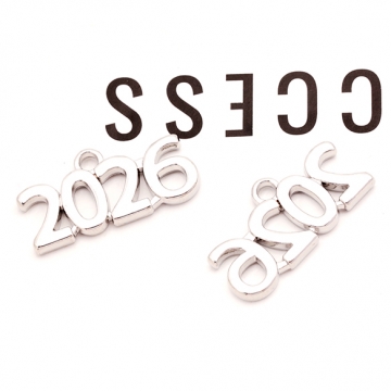 文字チャーム 2026 数字 ナンバー 年数 2026年記念チャーム メタルチャーム 約10×25mm（4ヶ）