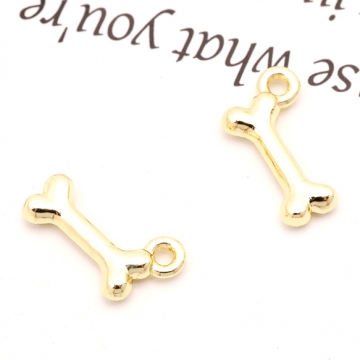 骨チャーム ホネ 犬 ドッグフード ミニチュア メタルチャーム 約4×10mm（6ヶ）