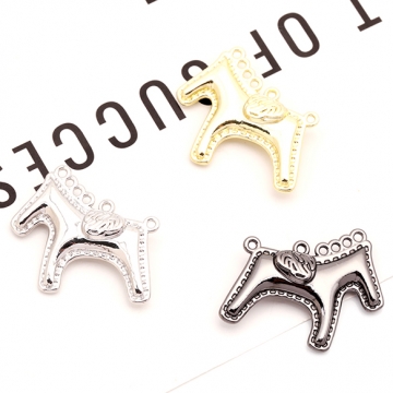 馬チャーム ウマ ポニー ワッペン風 動物 アニマル 生き物 立体 メタルチャーム 約24×27mm（2ヶ）