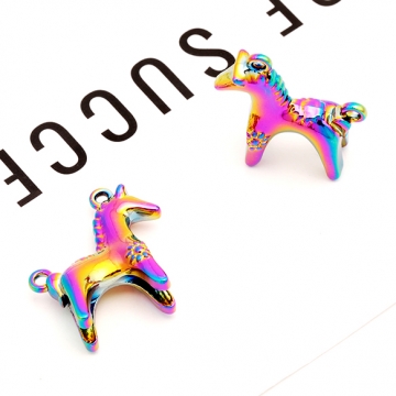 馬チャーム メタリック ウマ ポニー 動物 アニマル 生き物 立体 電気メッキ加工 メタルチャーム 約21×22mm（2ヶ）