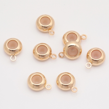 スライドボール ストッパービーズ メタルビーズ 1カン付き ネックレス ブレスレット 金具 約8mm（6ヶ）