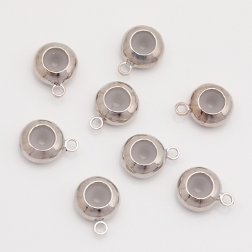 スライドボール ストッパービーズ メタルビーズ 1カン付き ネックレス ブレスレット 金具 約8mm（6ヶ）