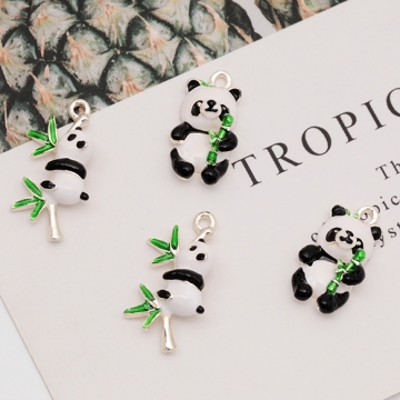 エポチャーム ぱんだ パンダ 笹 動物 アニマル 半面 メタルチャーム 全2種（4ヶ）