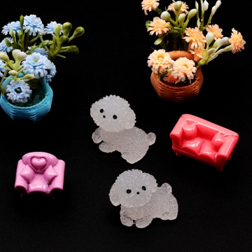 ミニチュア 犬 こいぬ わんこ ペット 動物 アニマル 樹脂パーツ 約26×27mm（4ヶ）