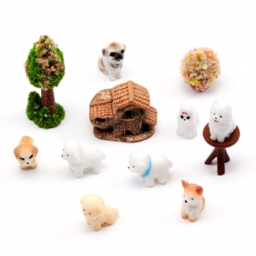 ミニチュア 犬 こいぬ わんこ ペット 動物 アニマル 樹脂パーツ 種類ミックス※ランダムのため選べません（4ヶ）