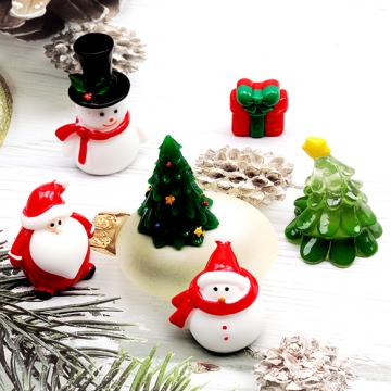 ミニチュア クリスマス ツリー サンタクロース 雪だるま 装飾 小物 ドールハウス 樹脂パーツ 全5種（2ヶ）