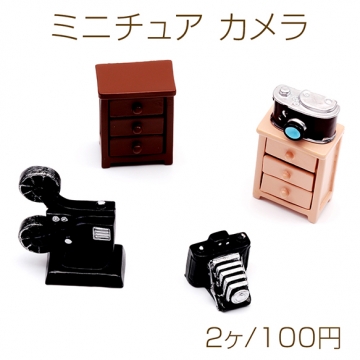 ミニチュア カメラ レトロ アナログ 装飾 小物 ドールハウス 樹脂パーツ 全3種（2ヶ）
