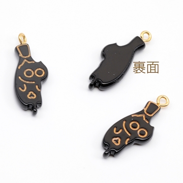 猫チャーム 樹脂製 猫 ねこ ネコ 黒猫 くびねっこ つまみ猫 猫顔 アンティーク調 アニマルチャーム カン付き（2ヶ）