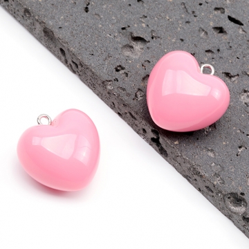 ハートチャーム 樹脂製 ぷっくり 推し活 パステルカラー ストラップ キーホルダー バッグチャーム 約25×27mm（2ヶ）