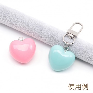 ハートチャーム 樹脂製 ぷっくり 推し活 パステルカラー ストラップ キーホルダー バッグチャーム 約25×27mm（2ヶ）