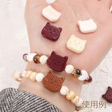 アニマル貼付けパーツ フラット猫顔 ねこ ネコ キャット 動物 アニマルデコパーツ ねこの装飾パーツ 約16×17mm（4ヶ）