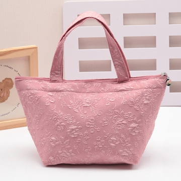 フナガタトートバッグ 舟形 布 花柄プリント サブバッグ ディリートート ファスナートート Size約14×20×35cm