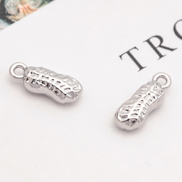 メタルチャーム ピーナッツ 落花生 食べ物 ミニチュア 約5×13mm（6ヶ）