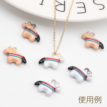 エポチャーム ウマ 馬 ポニー ボーダーライン 動物 アニマル 立体 メタルチャーム 約13×18mm（2ヶ）