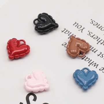 エポチャーム ぷっくり フリル付き ハート 可愛い ハートチャーム メタルチャーム 約12×13mm（4ヶ）