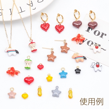 エポチャーム きんぎょ 夏 風流 立体 金魚チャーム メタルチャーム 約14×17mm（2ヶ）