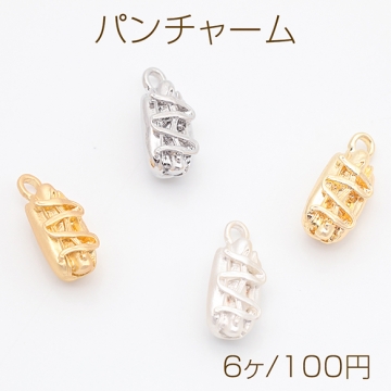 パンチャーム ホットドッグ 食べ物 ミニチュア メタルチャーム 約6×16mm（6ヶ）