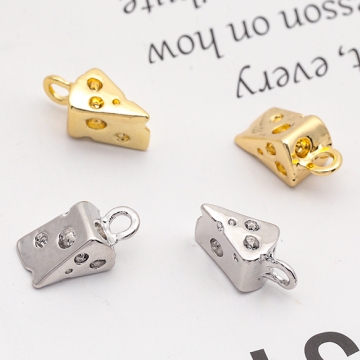 チーズチャーム 三角チーズ ミニチュア 食べ物チャーム メタルチャーム 約5×12mm（6ヶ）