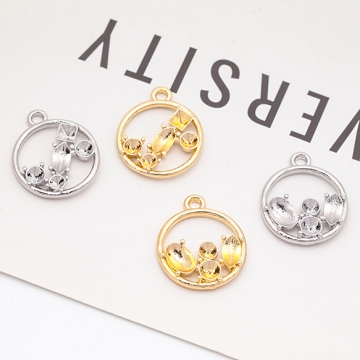 石座チャーム ラウンド 貼り付け 台座 パール・ストーン用 フレームチャーム メタルチャーム 約14×18mm（6ヶ）