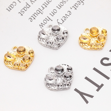 石座チャーム ハート型 貼り付け 台座 パール・ストーン用 メタルチャーム 約14×15mm（6ヶ）