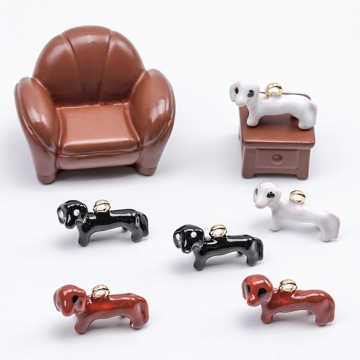 エポチャーム ダックスフント いぬ ドッグ アニマルチャーム 立体犬チャーム 犬パーツ 1カン 約11×18mm (2ヶ)