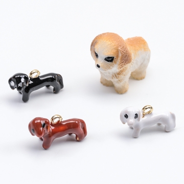 エポチャーム ダックスフント いぬ ドッグ アニマルチャーム 立体犬チャーム 犬パーツ 1カン 約11×18mm (2ヶ)