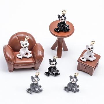 エポチャーム 猫 ねこ ネコ キャット アニマルチャーム 立体猫チャーム ねこパーツ 1カン 約12×19mm (2ヶ)