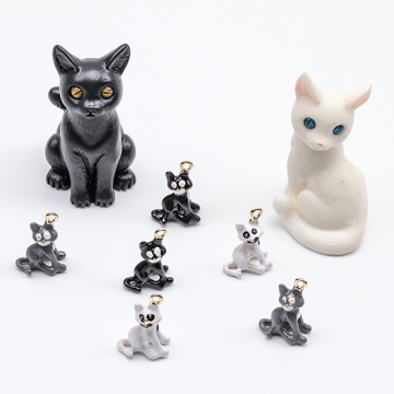 エポチャーム 猫 ねこ ネコ キャット アニマルチャーム 立体猫チャーム ねこパーツ 1カン 約12×19mm (2ヶ)