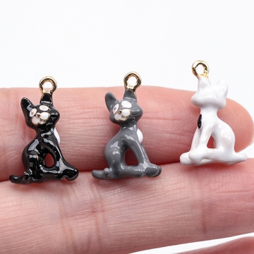 エポチャーム 猫 ねこ ネコ キャット アニマルチャーム 立体猫チャーム ねこパーツ 1カン 約12×19mm (2ヶ)