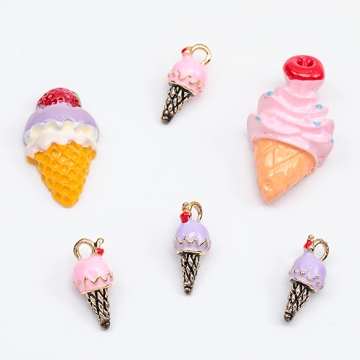 エポチャーム ソフトクリームモチーフ アイスクリームチャーム スイーツチャーム 1カン 約6×14mm (2ヶ)