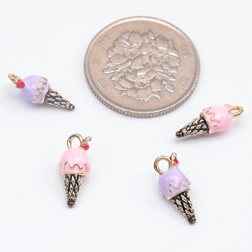 エポチャーム ソフトクリームモチーフ アイスクリームチャーム スイーツチャーム 1カン 約6×14mm (2ヶ)