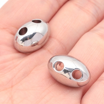 スペーサービーズ オーバル ビーンズ型 2穴 メタルビーズ 約12×18mm（2ヶ）