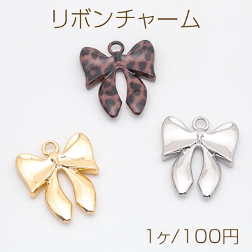 リボンチャーム 幅広リボン ロリータ風 蝶々結び メタルチャーム 約30×35mm（1ヶ）