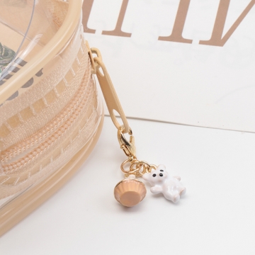 キーホルダー 可愛い カップケーキ テディベア 2個付き エポチャーム付き カニカンキーホルダー（1ヶ）