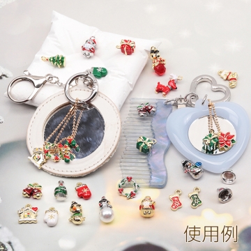 クリスマスチャーム 手袋 てぶくろ ミトン 雪の結晶 ストーン付き 冬 エポチャーム メタルチャーム 約9×15mm（1ヶ）