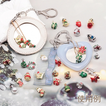 クリスマスチャーム ポインセチア フラワー リース オーナメント 冬 エポチャーム メタルチャーム 全4種（2ヶ）