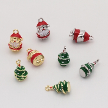 クリスマスチャーム 立体 サンタクロース クリスマスツリー エポチャーム メタルチャーム 全4種（1ヶ）