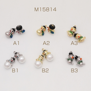 クリスマスチャーム 立体 雪だるま スノーマン エポチャーム メタルチャーム 全6種（1ヶ）