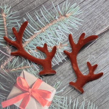 クリスマス仮装パーツ トナカイの角 レッド 赤色 ブラウン 茶色 ヘアアクセサリー制作におすすめ 約5.5×6.5cm（4ヶ）